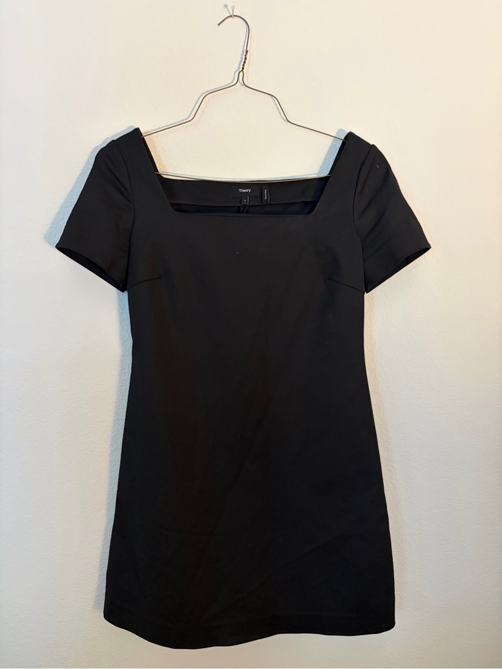 Theory Black Square Neck Mini Dress
